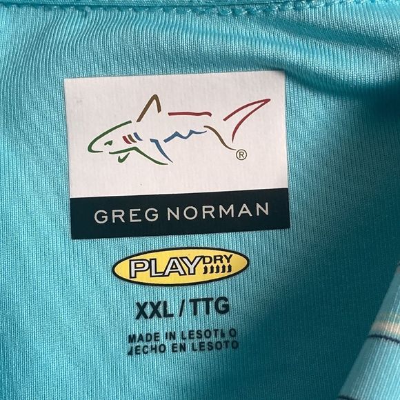 Bundle of 2 Greg Norman Golf Polos XXL Teal & White - Picture 3 of 14